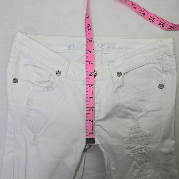 Machine Destroyed Lowrise Skinny Women's White Jeans Size 1 - Picture 10 of 13